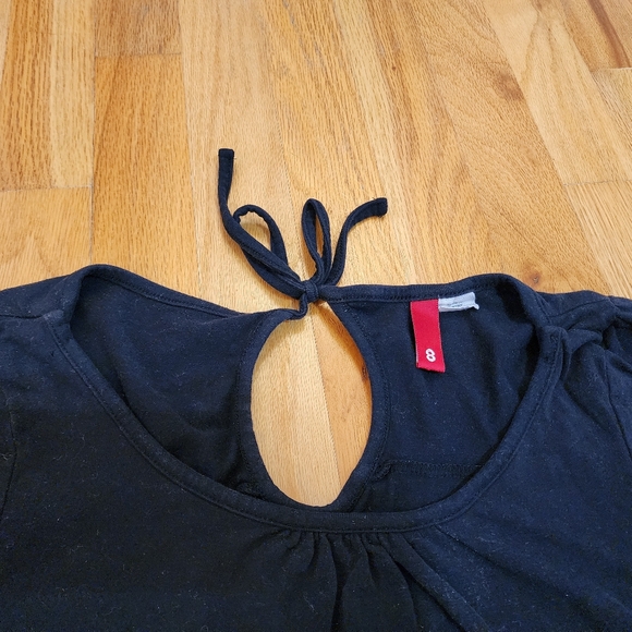 Divided by H&M Black casual flare dress 3/4 puff sleeves size 8 cotton blend - Picture 7 of 13